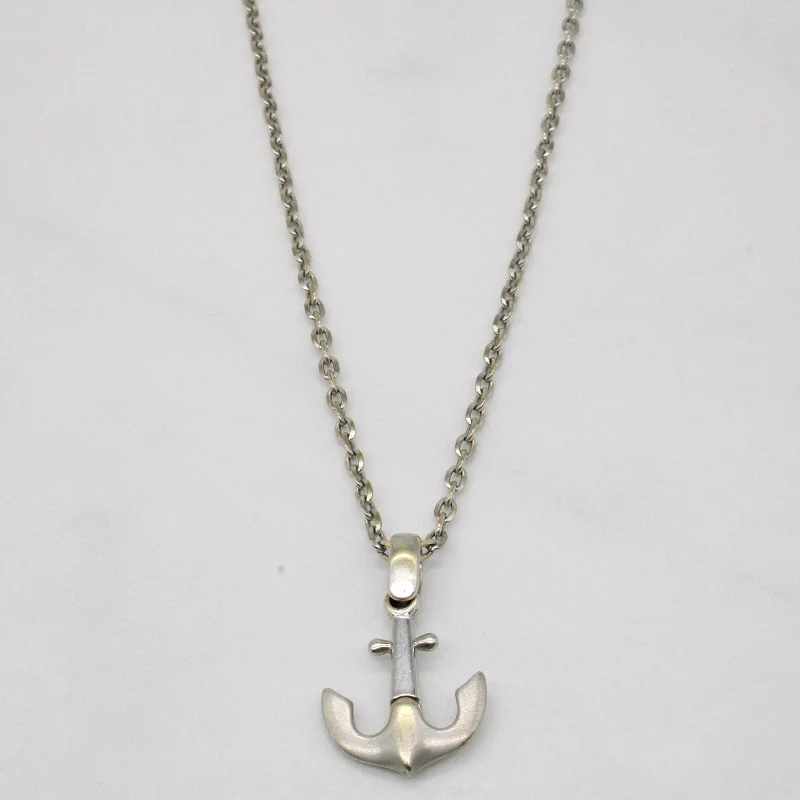 18k White Gold Anchor Pendant & Necklace | 20" |