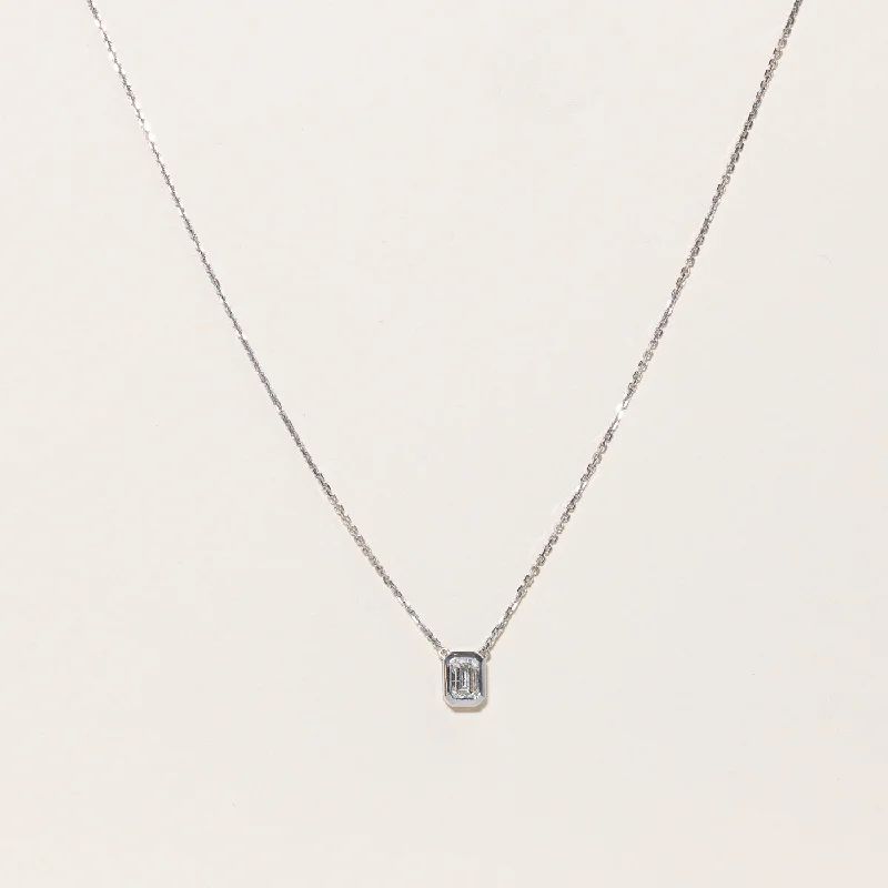 Chic, Trendy, And Affordable Jewelry Sale White Gold & Emerald Cut Diamond Necklace | 1.09ct | 18" | Chic, Trendy, And Affordable Jewelry Sale White Gold & Emerald Cut Diamond Necklace | 1.09ct | 18" |
