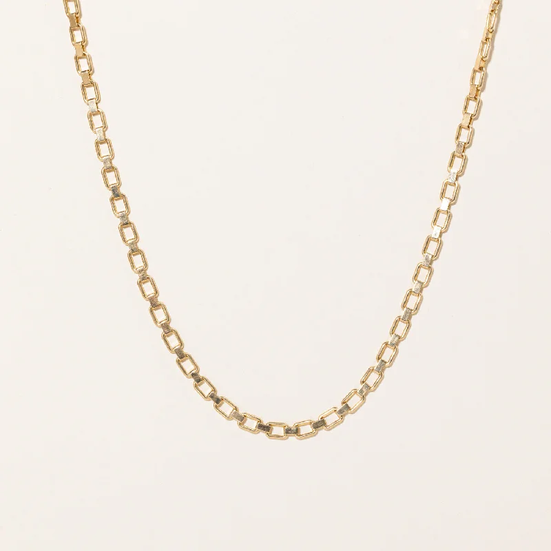 18k Yellow Gold Rectangle Link Necklace | 18" |