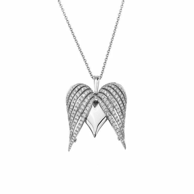 Classic And Modern Jewelry Styles On Sale Large Angel Heart Pendant with Diamonds