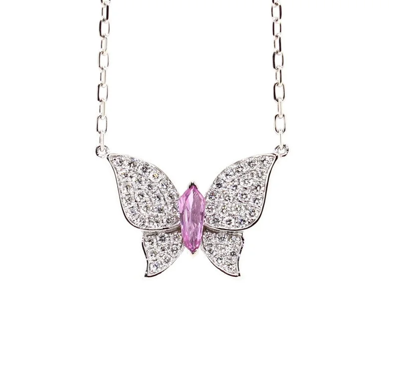 The Perfect Jewelry Piece At The Perfect Discount Pink Sapphire & Diamond Butterfly Pendant