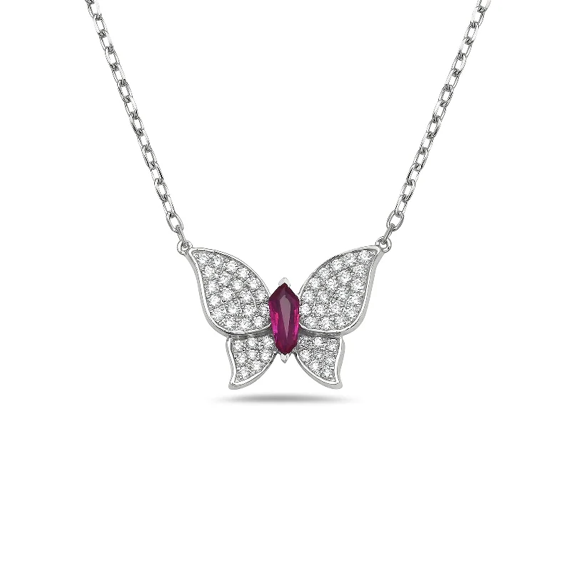 Stunning Statement Jewelry, Unbeatable Discounts Ruby & Diamond Butterfly Pendant