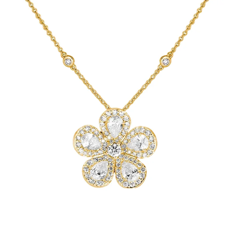 Elegant Jewelry Styles At Budget-Friendly Prices Classic Flower Necklace with Diamonds