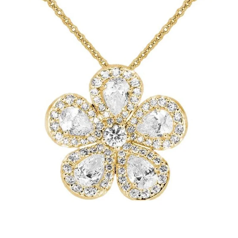 The Perfect Jewelry Piece At The Perfect Price 18k Yellow Gold Small Diamond Flower Pendant