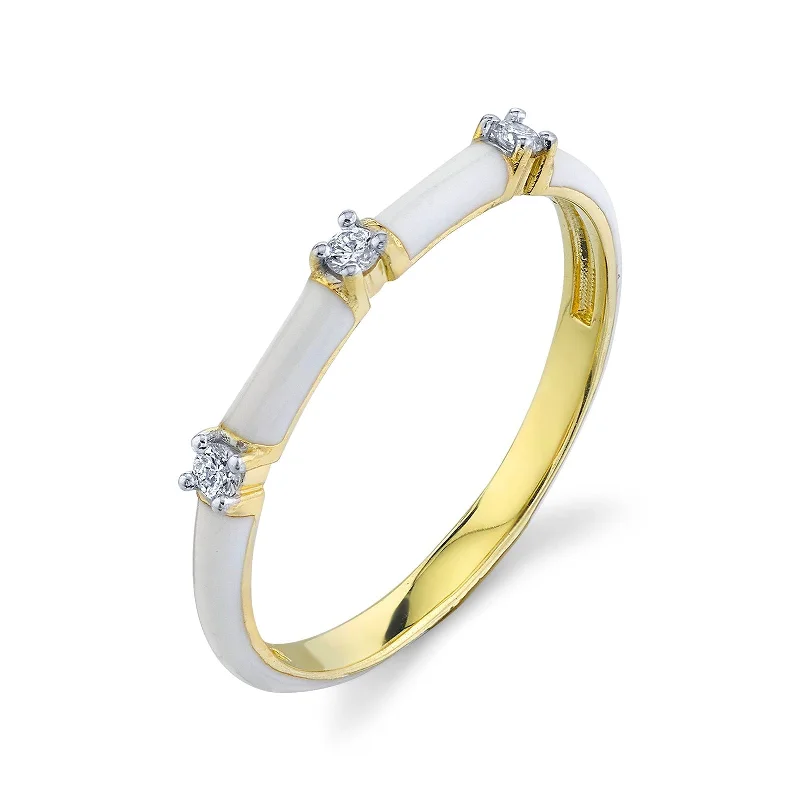 Elegant Jewelry, Exclusive Prices – Shop Now Diamond and White Enamel Band