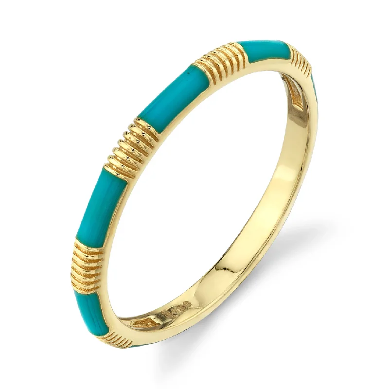 Huge Savings On Timeless Jewelry Collections 18k Yellow Gold Turquoise Enamel Stackable Ring