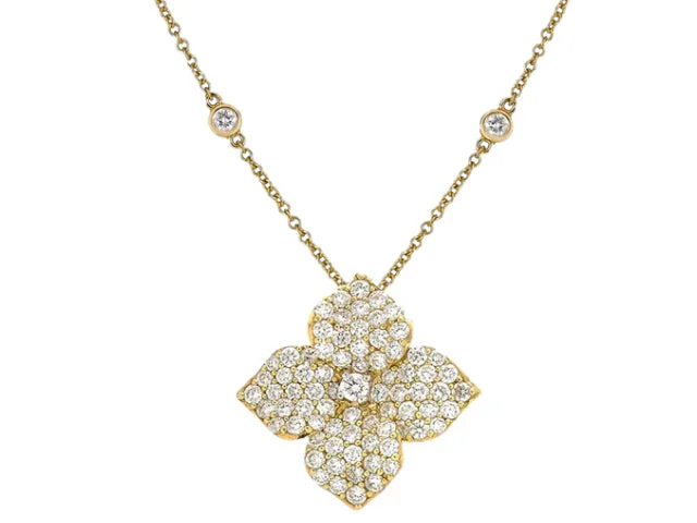 Must-Have Jewelry Pieces At Reduced Prices Large Flower Pendant with Diamond Chain