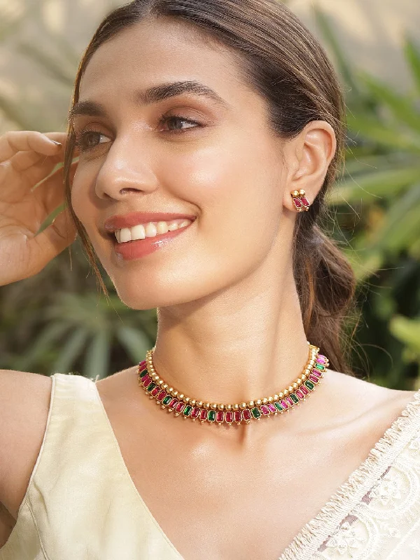 Limited-Time Jewelry Sale – Elegant Styles At Less 22KT Gold-Plated Stone-Studded Necklace Set Limited-Time Jewelry Sale – Elegant Styles At Less 22KT Gold-Plated Stone-Studded Necklace Set