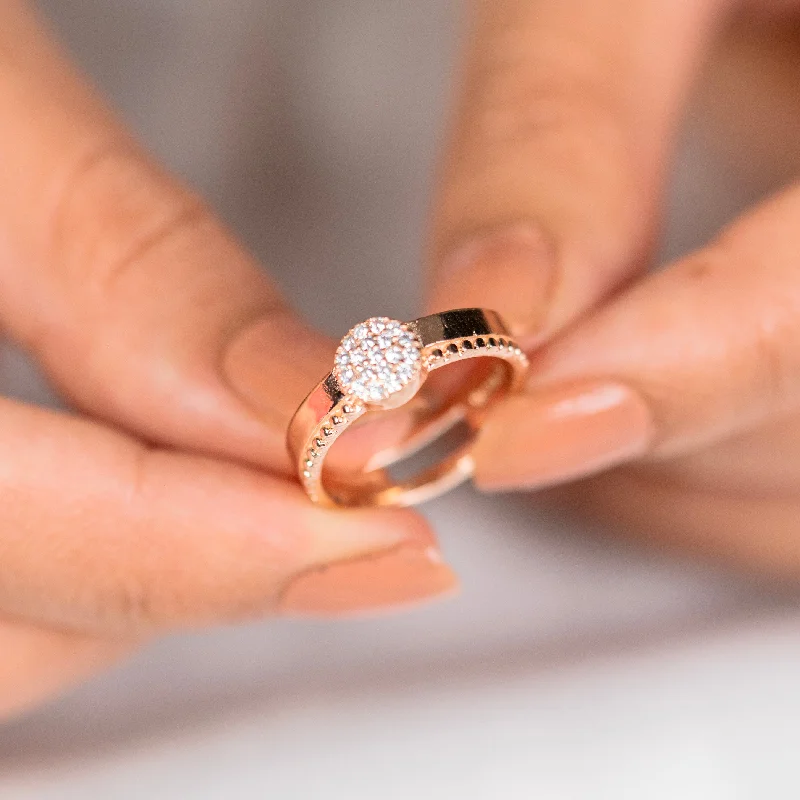 Trending Jewelry Now At Unbeatable Prices Round shape diamond rose gold silver ring