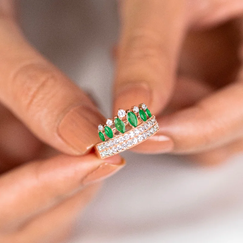 Shop Handcrafted Jewelry At Special Promotional Rates Emerald diamond rose gold ring