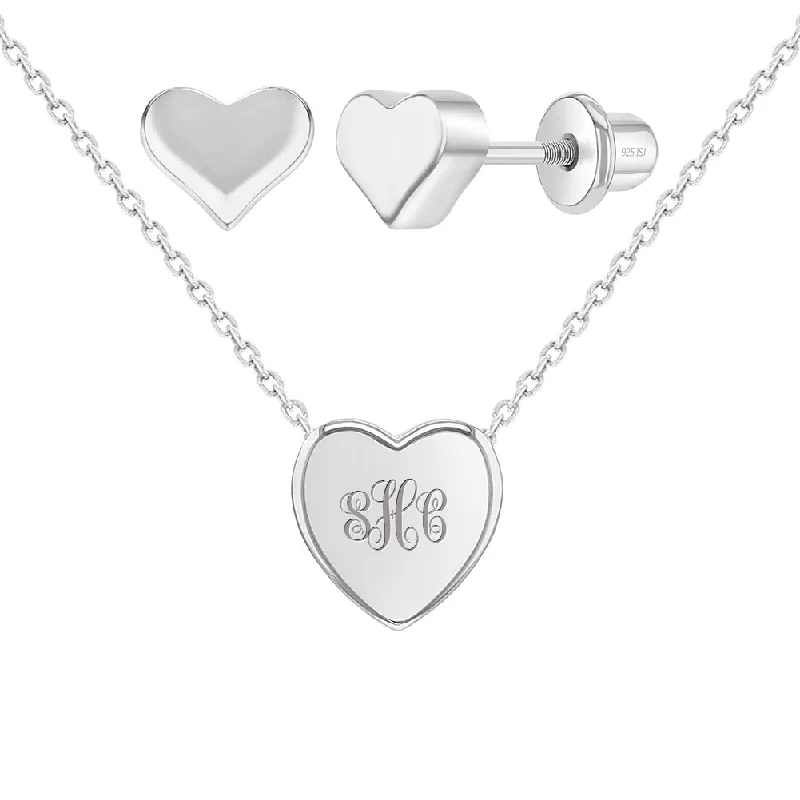 Luxury Meets Affordability – Jewelry Sale Live Now 925 Sterling Silver Polished Hearts Necklace Jewelry Set For Young Girls Luxury Meets Affordability – Jewelry Sale Live Now 925 Sterling Silver Polished Hearts Necklace Jewelry Set For Young Girls