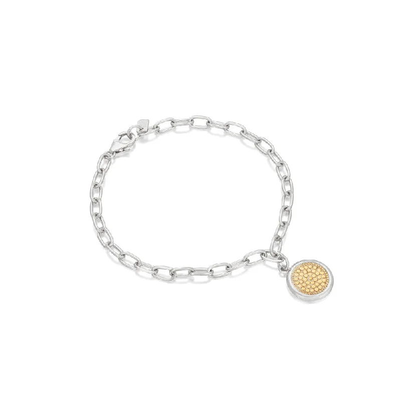 Anna Beck Two Tone Classic Smooth Rim Charm Bracelet