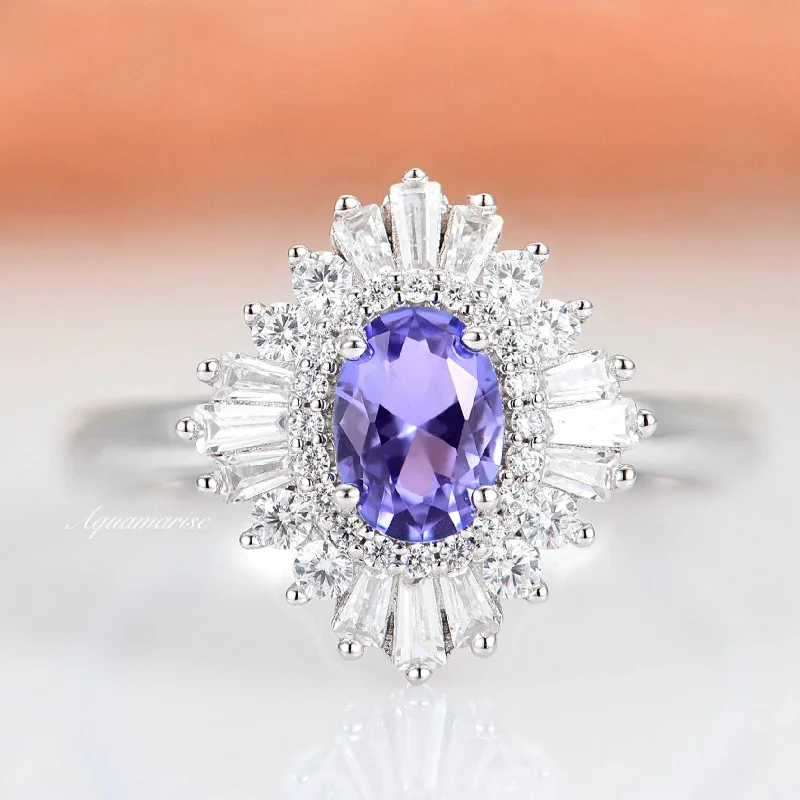 Fashion-Forward Geometric Jewelry For Contemporary Style Victoria Tanzanite Ring- Sterling Silver
