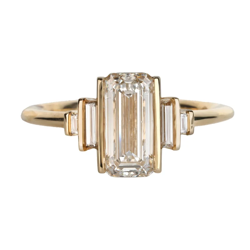 Breathtaking Jewelry At Limited-Time Savings 18K Gold Emerald-Cut Diamond Geometric Ring with Lab-Grown Center Breathtaking Jewelry At Limited-Time Savings 18K Gold Emerald-Cut Diamond Geometric Ring with Lab-Grown Center