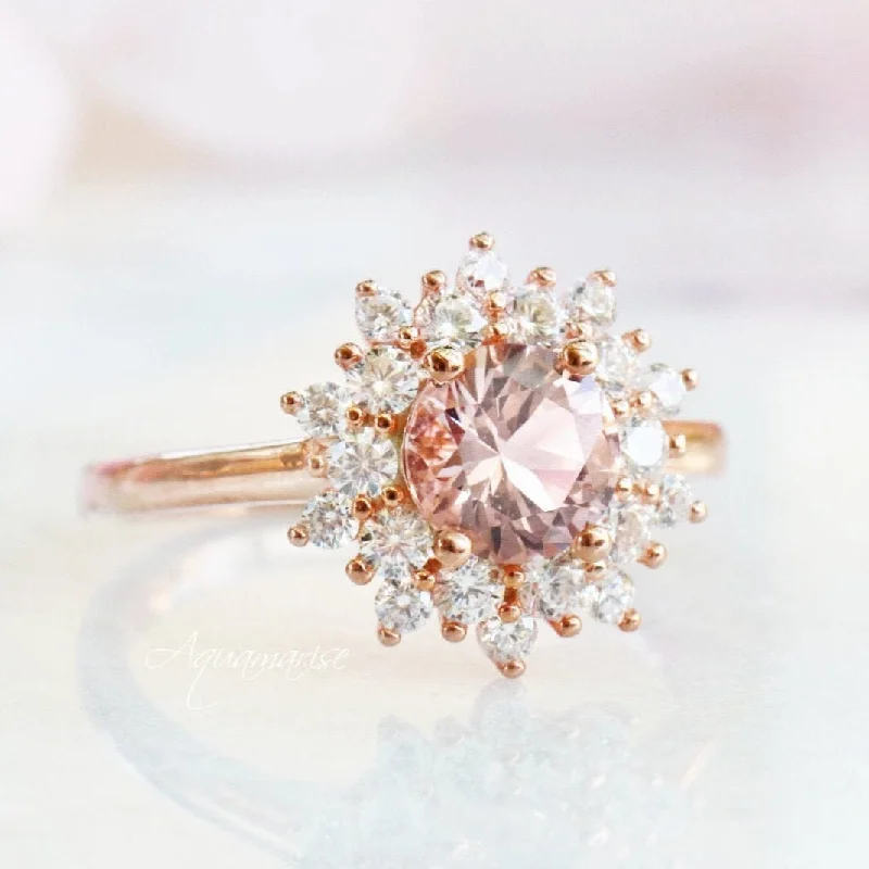 Elegant Rose Gold Jewelry For A Stylish Touch Avery Morganite Ring- 14K Rose Gold Vermeil