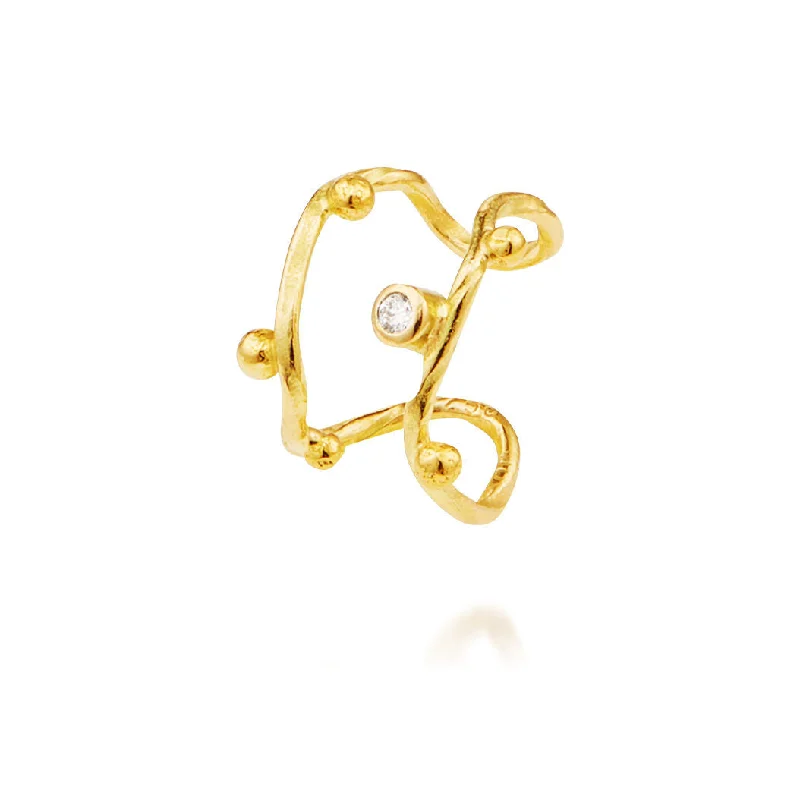 Romantic Heart-Shaped Jewelry For Special Gifts Seafire 18K Gold Ear Cuff w. Diamond
