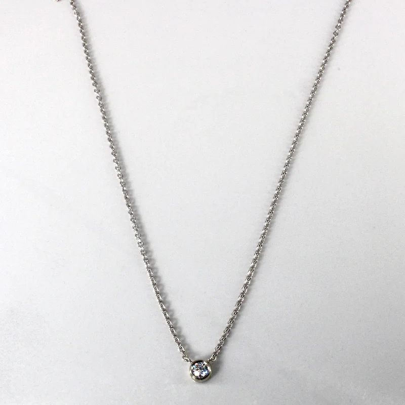 Bezel Set Solitaire Diamond Necklace | 0.16ct | 16"|