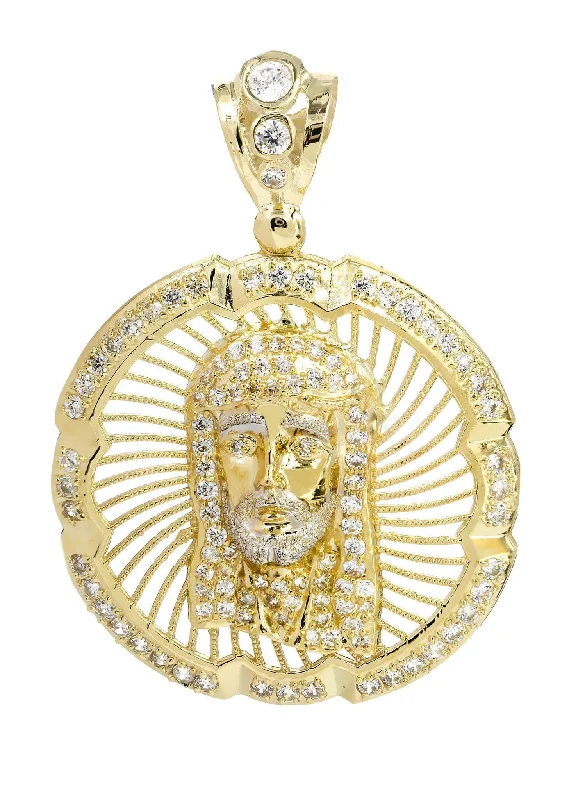 Jewelry Sale – Exclusive Styles At Lower Prices 10K Gold Jesus Piece Pendant  |  10.4 Grams