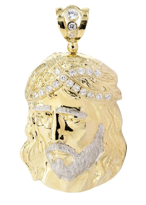 Stunning Statement Jewelry, Unbeatable Discounts 10K Gold Jesus Piece Pendant  |  75.5 Grams