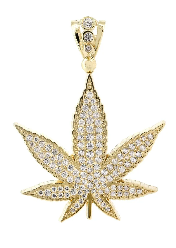 Must-Have Jewelry At Unbelievable Discounts Marijuana Leaf  10K Gold Pendant | 15.4 Grams
