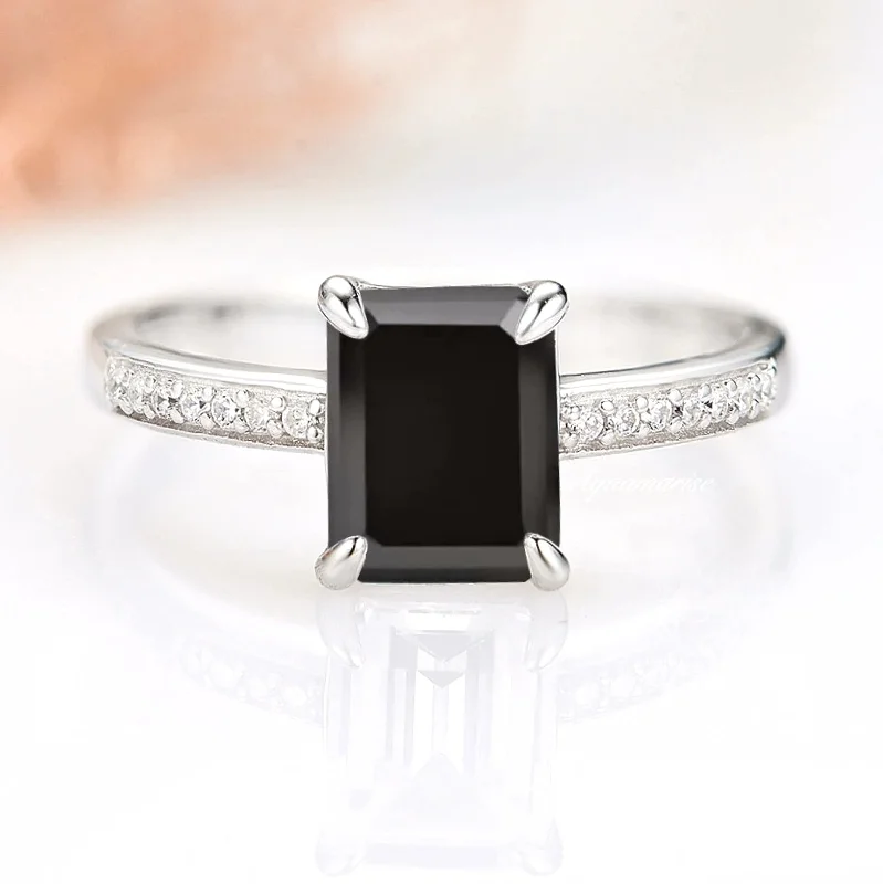 Premium Diamond Jewelry For Unforgettable Moments Ava Black Onyx Ring- 925 Sterling Silver