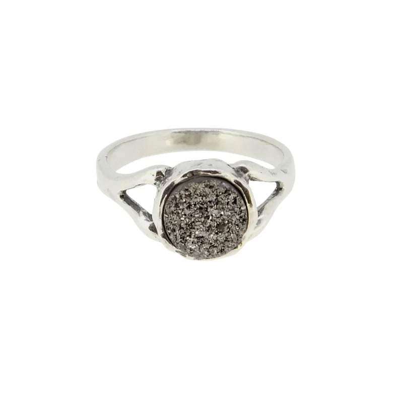 Special Deals On Handcrafted And Designer Jewelry Black & Elegant Platinum Drusy Ring-R11641