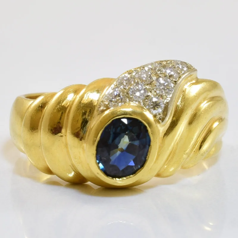 Blue Sapphire & Diamond Ring | 0.75ct, 0.18ctw | SZ 7 |