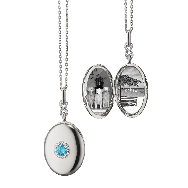 Shine Bright With Our Special Jewelry Promotions Blue Topaz Infinity Locket Necklace