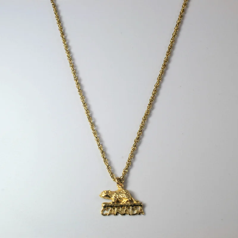 Yellow Gold Canada Beaver Necklace | 22" |