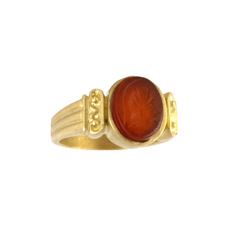 Carnelian Carved Knight Intaglio Ring