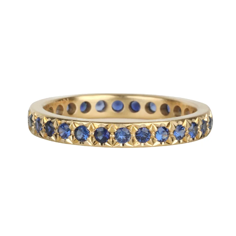 Timeless Elegance At Unbelievable Discounts 20K Narrow Ring with Pave Blue Sapphires Timeless Elegance At Unbelievable Discounts 20K Narrow Ring with Pave Blue Sapphires