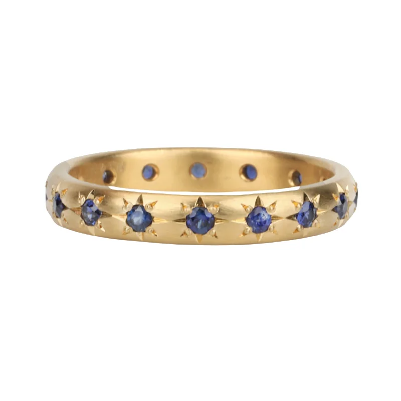 Big Discounts On Elegant Jewelry Collections 20K Semi-Rounded Ring with 18 Star-Set Blue Sapphires Big Discounts On Elegant Jewelry Collections 20K Semi-Rounded Ring with 18 Star-Set Blue Sapphires