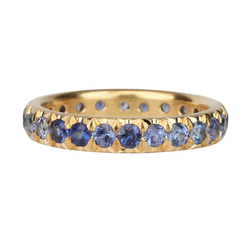 Handcrafted Beauty At Affordable Prices 20K Semi-Rounded Ring with Pave Blue Sapphires Handcrafted Beauty At Affordable Prices 20K Semi-Rounded Ring with Pave Blue Sapphires