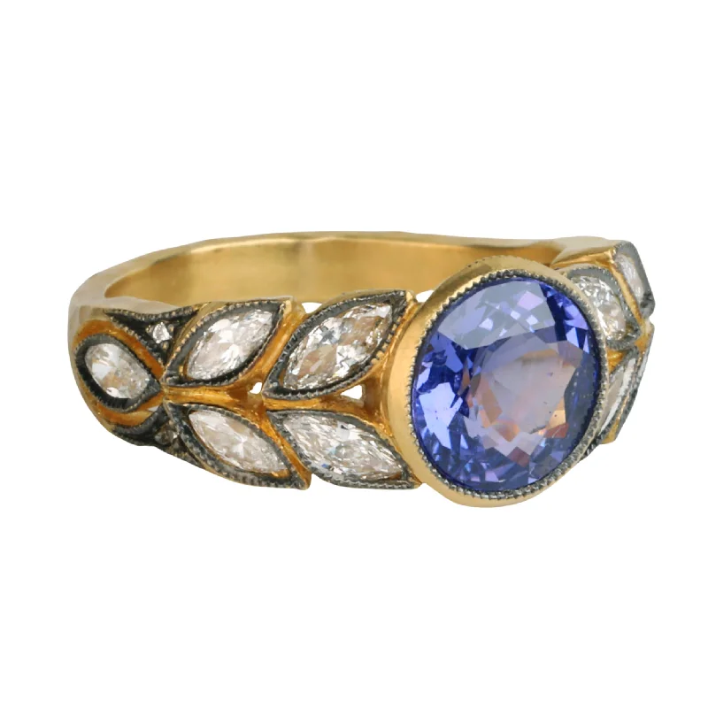 Trending Jewelry Now At Unbeatable Prices 22 Karat Gold Purple Sapphire and Diamond Garland Ring Trending Jewelry Now At Unbeatable Prices 22 Karat Gold Purple Sapphire and Diamond Garland Ring