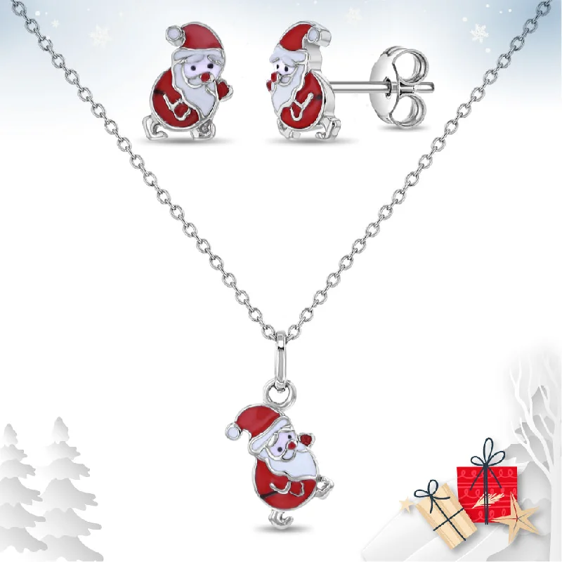 Dazzling Deals On Necklaces, Bracelets, And More Christmas Santa Kids / Children's / Girls Jewelry Set - Sterling Silver