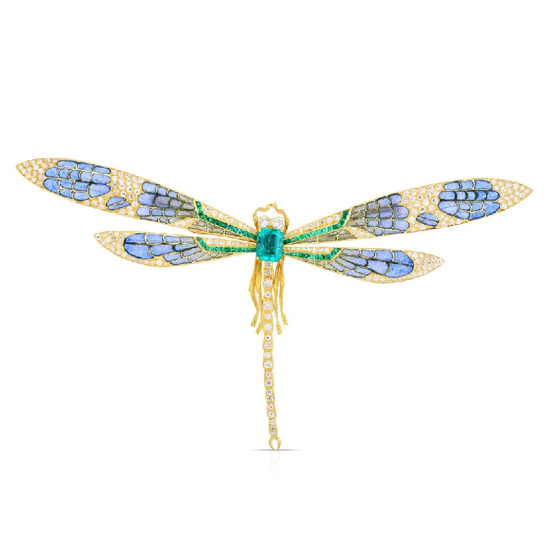 The Perfect Jewelry Piece At The Perfect Price Plique-à-Jour Emerald & Diamond Dragonfly Brooch The Perfect Jewelry Piece At The Perfect Price Plique-à-Jour Emerald & Diamond Dragonfly Brooch