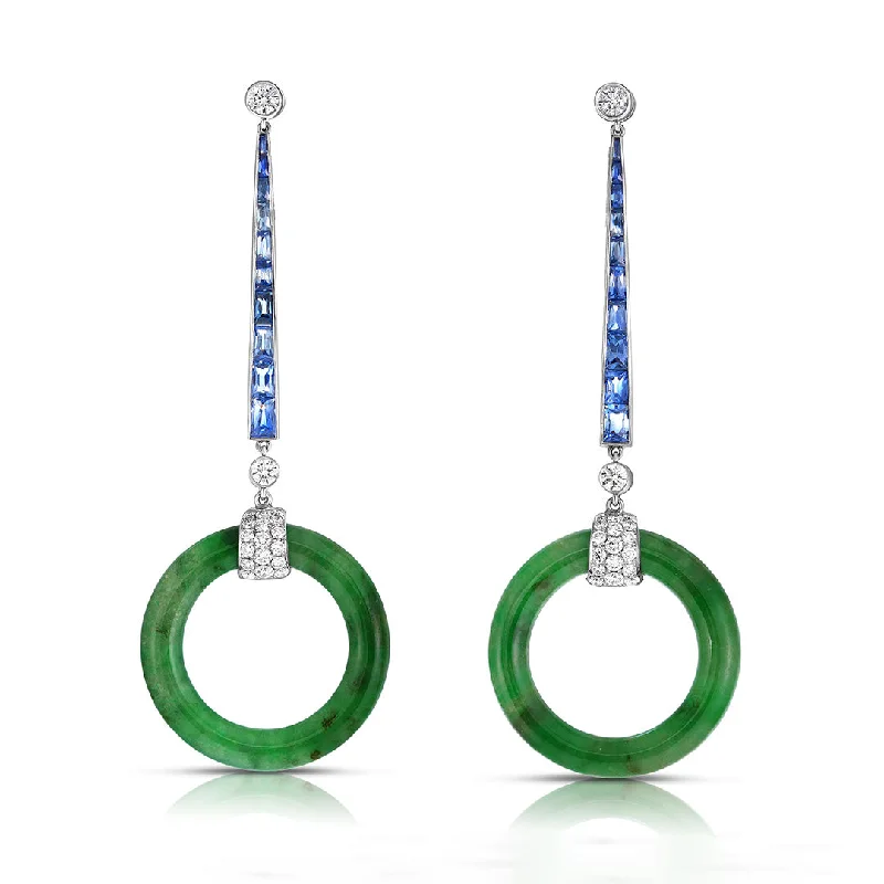 Special Sale On Handcrafted Jewelry – Shop Today Circular Jade with Sapphire & Diamond Earrings Special Sale On Handcrafted Jewelry – Shop Today Circular Jade with Sapphire & Diamond Earrings