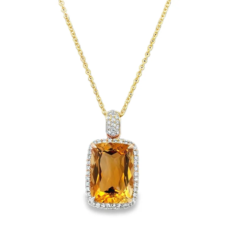 Grab Stylish Jewelry Before The Sale Ends Citrine and Diamond Pendant in Yelow Gold