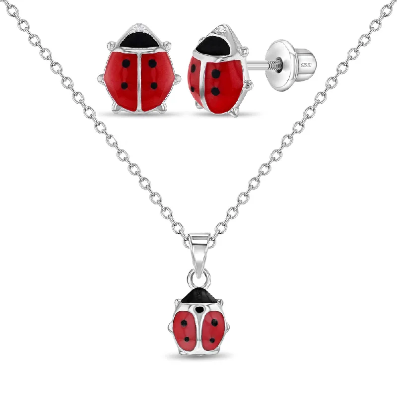 Luxury Jewelry At Budget-Friendly Prices – Grab Yours Now Classic Ladybug Toddler / Kids / Girls Jewelry Set - Sterling Silver