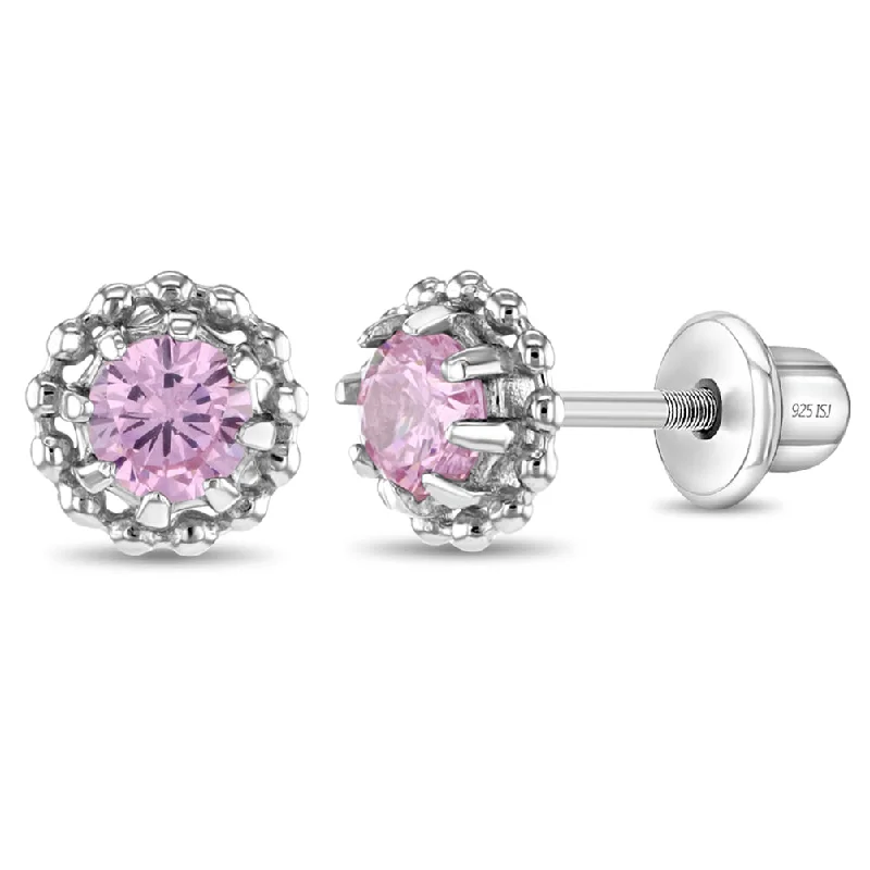 Trendy And Classic Jewelry Now At Reduced Prices Cluster of Gems Kids / Children's / Girls Earrings Screw Back - Sterling Silver