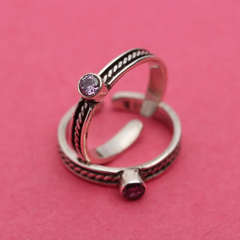 Adjustable Charm Bracelets For A Perfect Fit Silver Amethyst Zircon Toe Ring