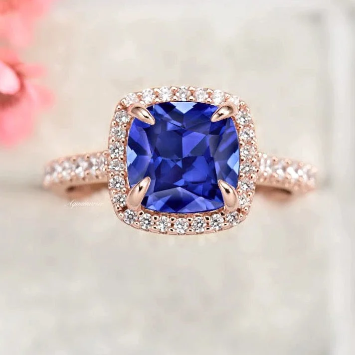 Eco-Friendly Sustainable Jewelry For Conscious Buyers Belle Blue Sapphire Ring- 14K Rose Gold Vermeil