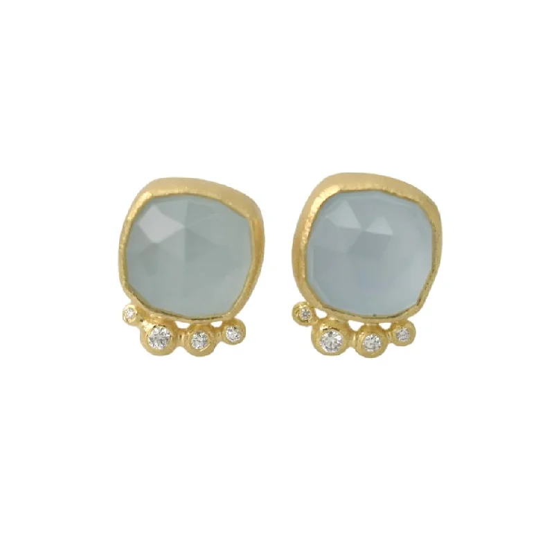 Accessorize For Less – Luxury Jewelry At Affordable Prices Cushion Cut Aquamarine Studs in 18k yellow gold