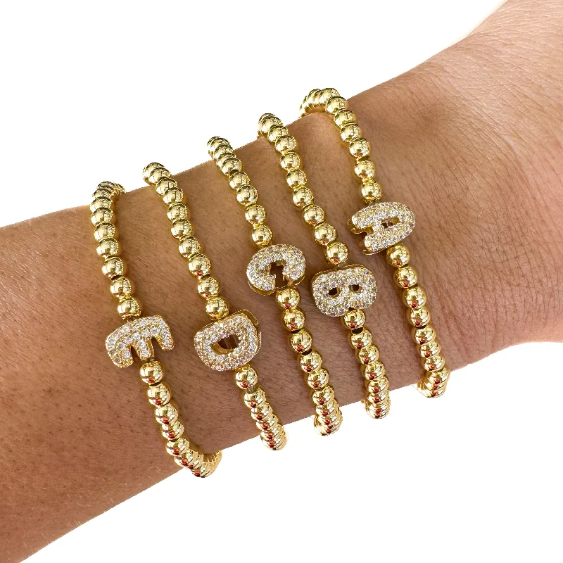 Discounted Jewelry For A Glamorous Look CZ Initial Bubble Bracelet Gold Filled