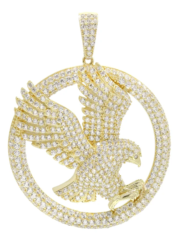 Exclusive Jewelry Offers – Sparkle For Less Silver Pendant - Gold Flying Eagle Tag Pendant | Appx 13.4 Grams Exclusive Jewelry Offers – Sparkle For Less Silver Pendant - Gold Flying Eagle Tag Pendant | Appx 13.4 Grams