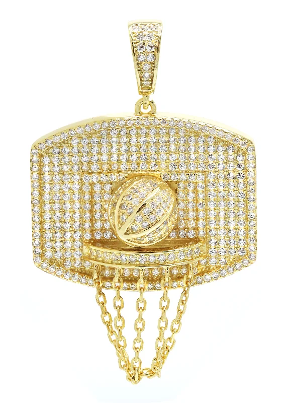 Limited-Time Offer On Elegant Jewelry Pieces Silver Pendant - Gold Basketball Hoop Pendant | Appx 11.2 Grams Limited-Time Offer On Elegant Jewelry Pieces Silver Pendant - Gold Basketball Hoop Pendant | Appx 11.2 Grams