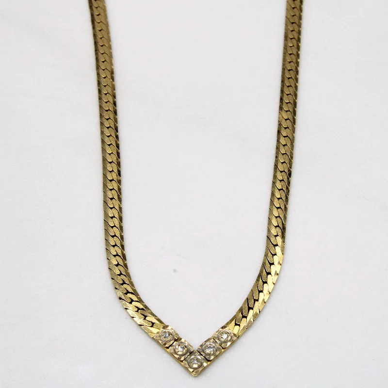 Diamond Chevron 14k Necklace | 0.02ctw | 16" |