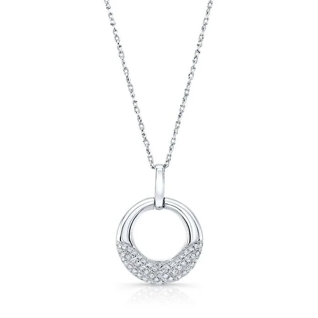 Upgrade Your Jewelry Collection For Less Diamond Circle Pendant With High Polish Top/puff Pave Bottom In 14k White Gold (1/6 Ct.tw.) Upgrade Your Jewelry Collection For Less Diamond Circle Pendant With High Polish Top/puff Pave Bottom In 14k White Gold (1/6 Ct.tw.)