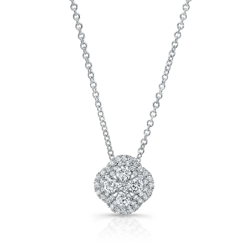 Fashion-Forward Jewelry At Exclusive Discounts Diamond Clster And Cushion Shape Pendant With Micro-prong Set Border In 14k White Gold Fashion-Forward Jewelry At Exclusive Discounts Diamond Clster And Cushion Shape Pendant With Micro-prong Set Border In 14k White Gold