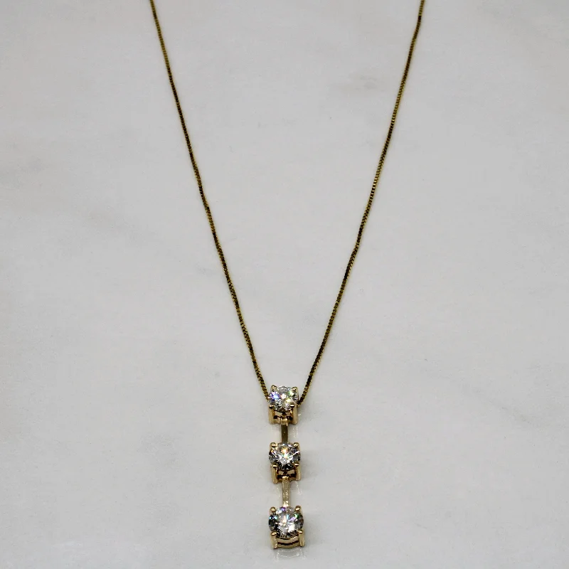 Diamond Colum Drop Necklace | 0.91ctw | 18" |